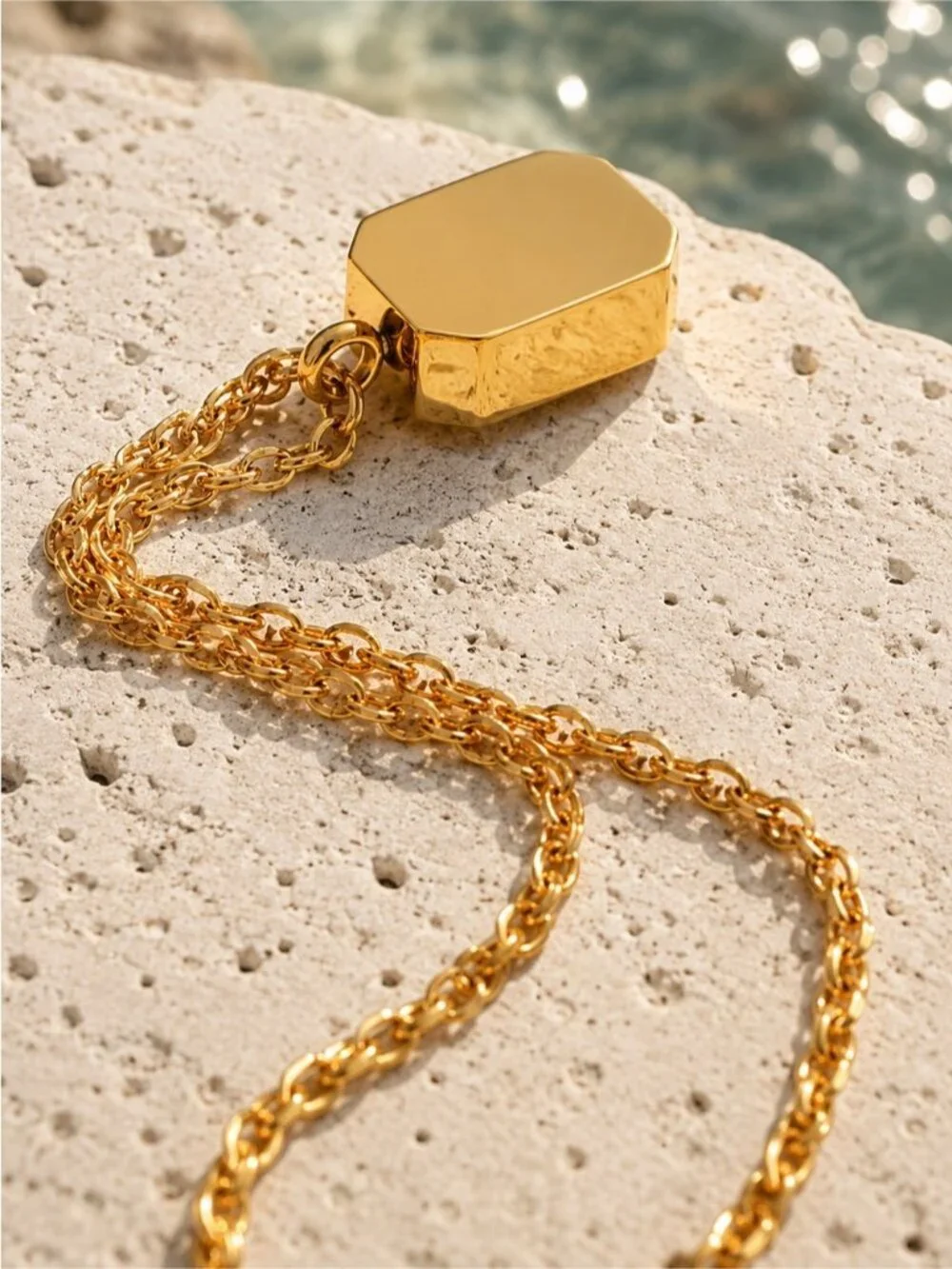 Gold-Tone Necklace and Earrings with Amber Stones